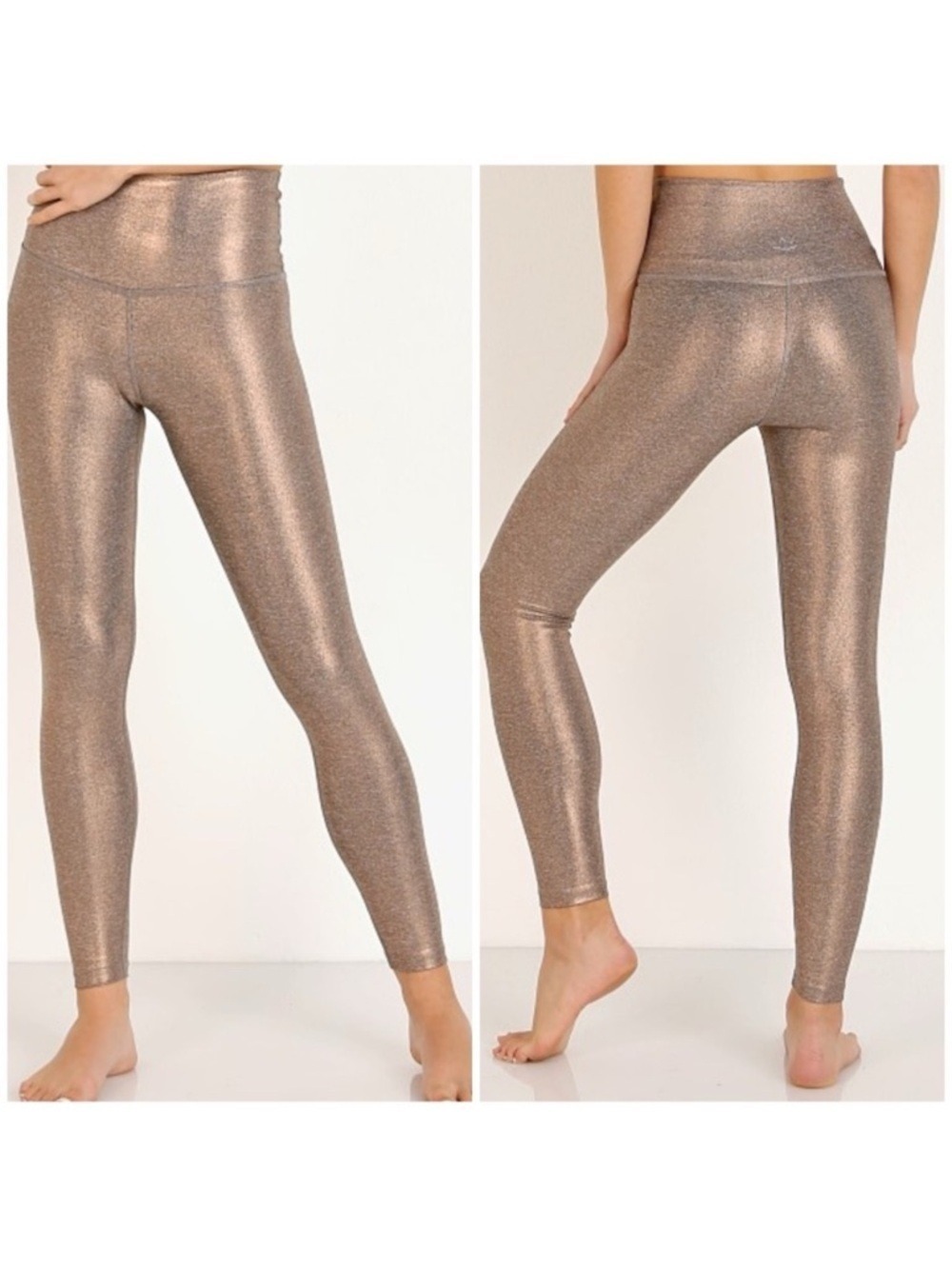 Beyond Yoga Dusted High Waisted Midi Legging in Rose Gold Dusted